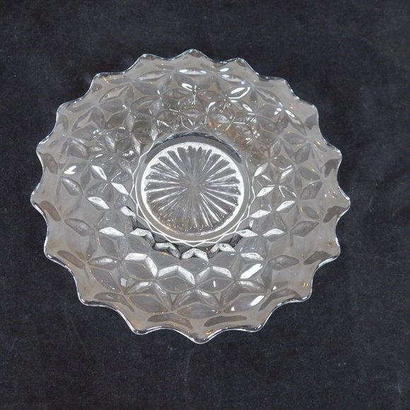 Set of 2 Fostoria American Clear 7 3/4" Glass Salad Plate Cube Diamond Pattern - Picture 2 of 9